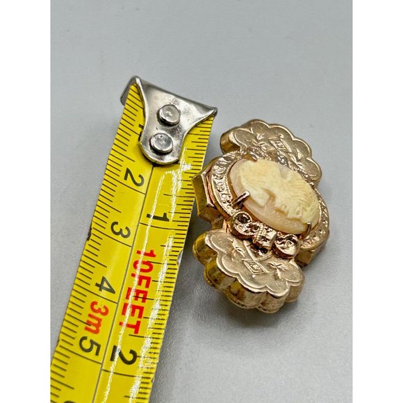 Vintage Genuine Carved Shell Cameo Pin Brooch Victorian Revival Gold Tone Ornate - Picture 6 of 6